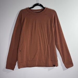 prAna Crewneck Sweatshirt Brown Raglan Pullover Zip Pocket Size M